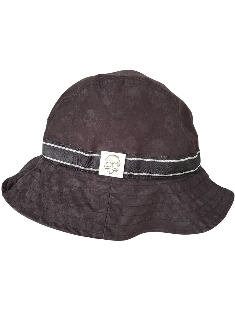 Skull Print Bucket Hat Black Cloth w/ Skull Emblem Band H3 Sportgear One Size